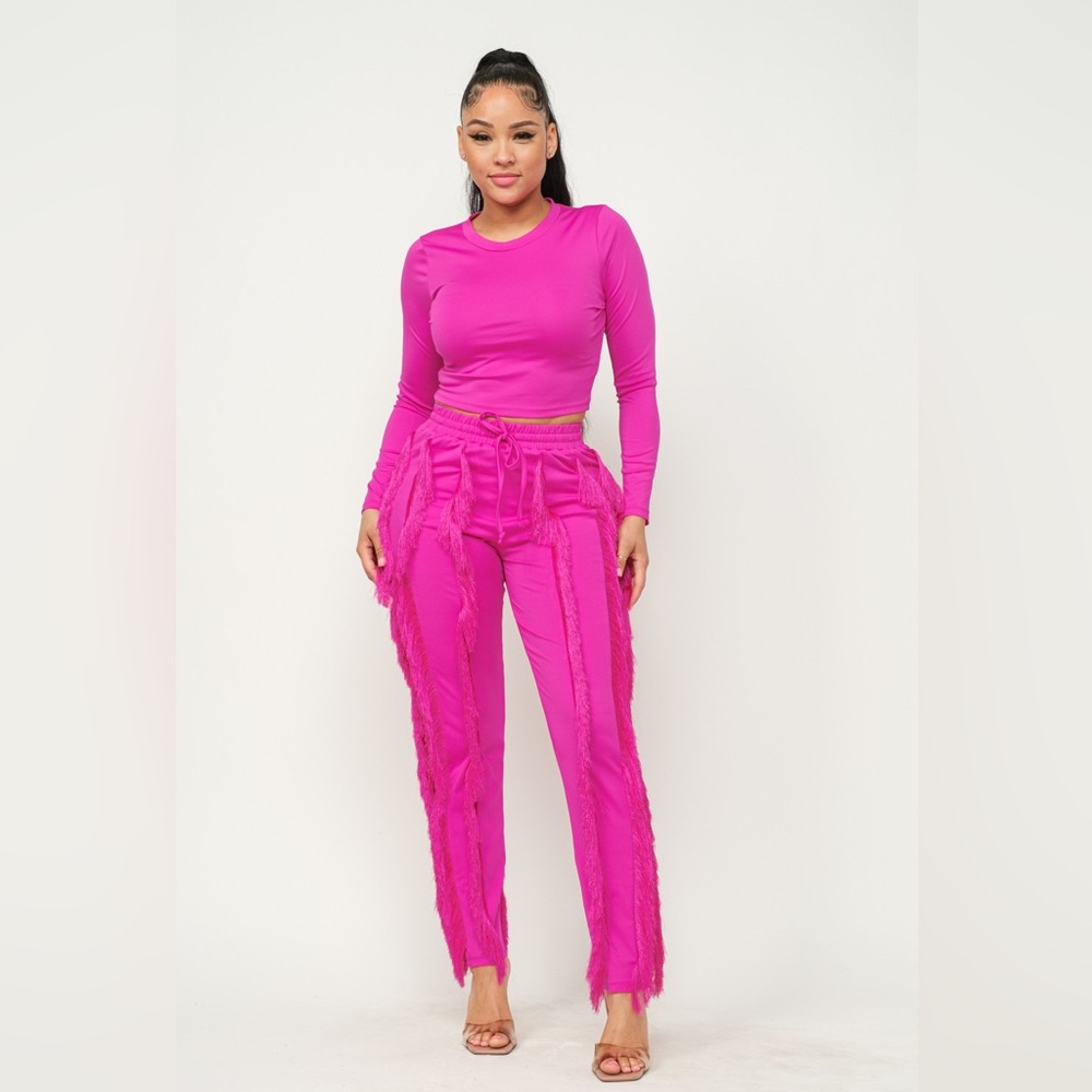 Pretty In Pink Fringe Pant Set - Picture 2 of 5